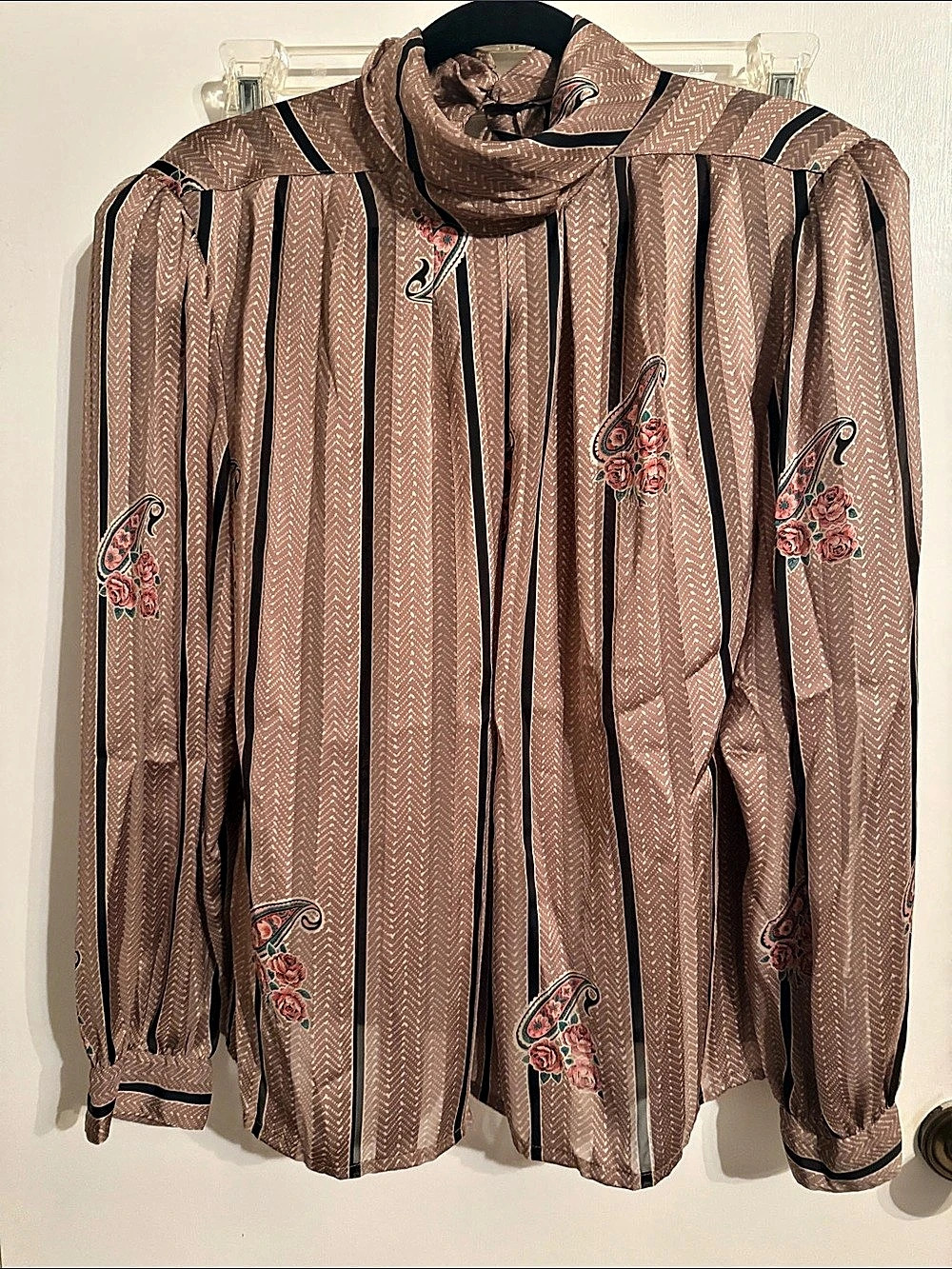 Michelle Stuart Striped Blouse Brown & Pink Size Medium Like New